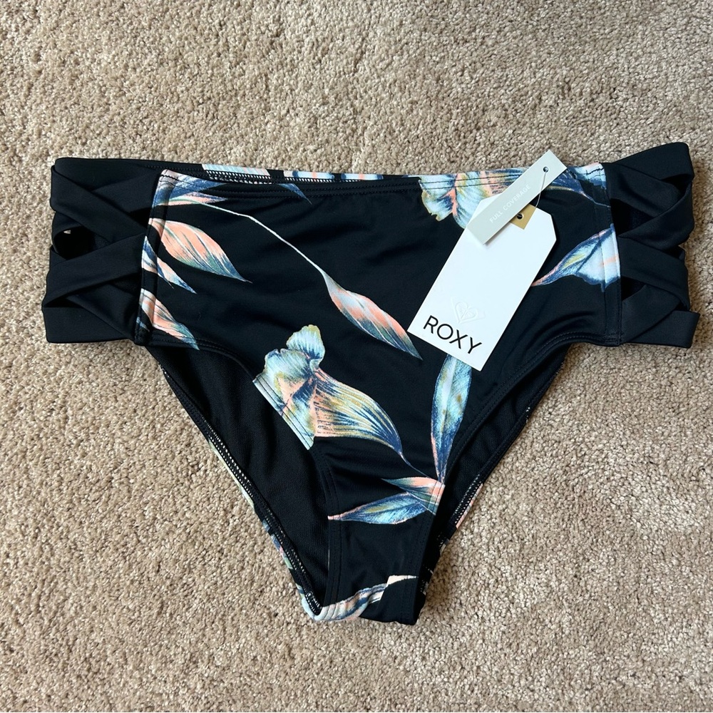 Roxy Women's Black Floral Swim Bottom
